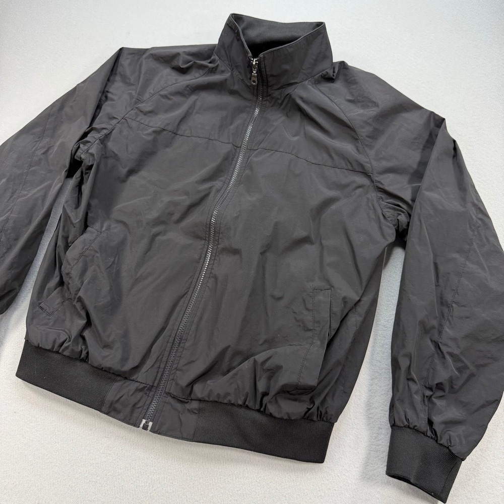 Jos. A. Bank Medium Jacket Mens Black Full Zip Mesh Lined Ribbed Windbreaker